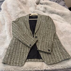 rag & bone Olive and Cream Herringbone Tweed Blazer
